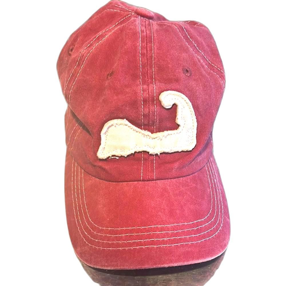 CAPE COD Hat Massachusetts Burgundy Red Baseball Cap White Patch Coastal Preppy
